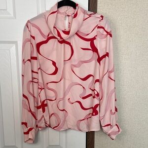 Liz Claiborne Pink and Red Abstract‎ Blouse Size P Small